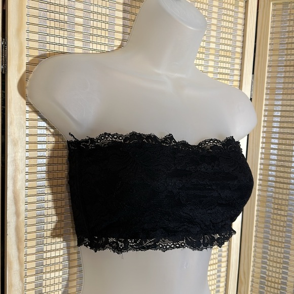 Lulus Black Lace Bandeau Bra Top Lined Medium - Picture 4 of 16
